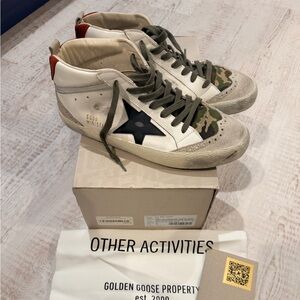Golden Goose White Leather Camouflage Mid Star Sneakers sz 39